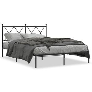 vidaXL Cadre de lit m&eacute;tal sans matelas avec t&ecirc;te de lit noir 140x190cm