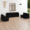 vidaXL Salon de jardin 7 pcs avec coussins R&eacute;sine tress&eacute;e Noir