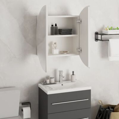 vidaXL Armoire de salle de bain miroir rond et LED Blanc 47x47x17,5 cm
