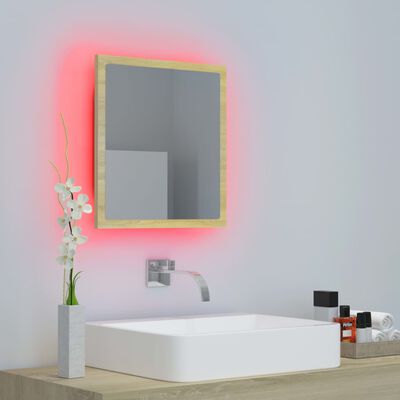 vidaXL Miroir LED de salle de bain Chêne sonoma 40x8,5x37 cm Acrylique