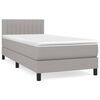 vidaXL Sommier &agrave; lattes de lit et matelas Gris clair 90x190 cm Tissu