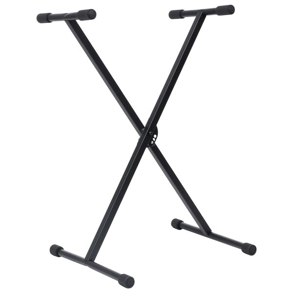 vidaXL Ensemble de support de clavier et de tabouret Noir