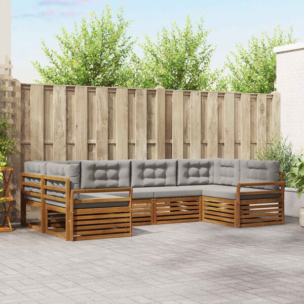 vidaXL Ensemble de canap&eacute;s d'ext&eacute;rieur 6 pcs Gris Naturel et Clair