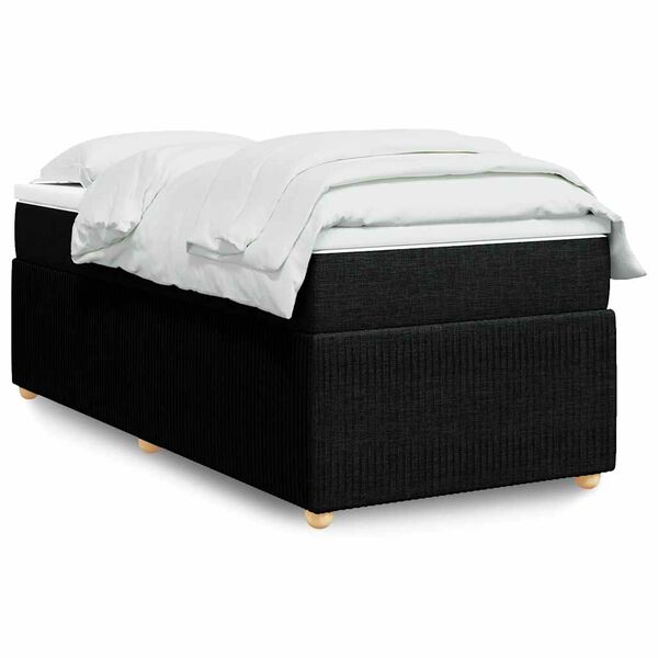 vidaXL Sommier &agrave; lattes de lit avec matelas Noir 100x200 cm Tissu