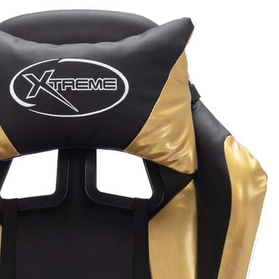 vidaXL Fauteuil de jeux vidéo avec LED RVB Doré et noir Similicuir