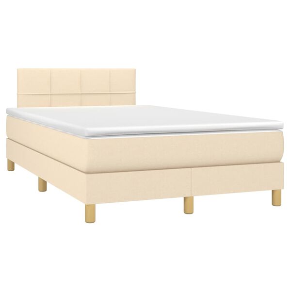 vidaXL Sommier &agrave; lattes de lit avec matelas Cr&egrave;me 120x200 cm Tissu