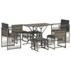 vidaXL Ensemble &agrave; manger de jardin et coussins 7 pcs gris rotin