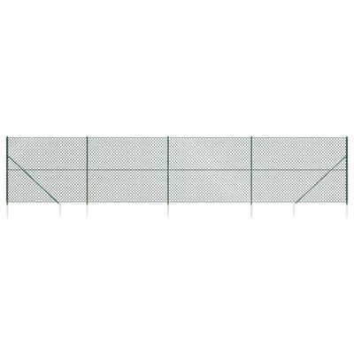 vidaXL Clôture à mailles losangées avec piquet d'ancrage vert 1,4x10 m