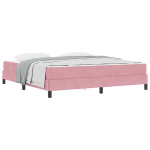 vidaXL Lit &agrave; ressorts avec matelas Rose 180 x 200 cm tissu