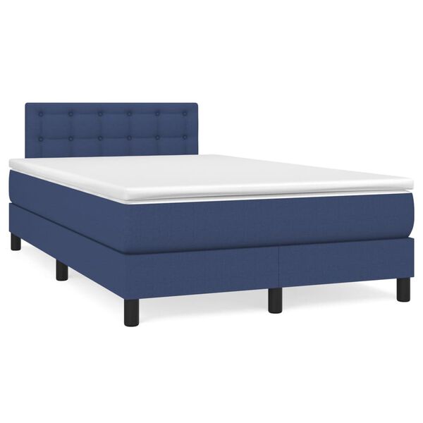 vidaXL Sommier &agrave; lattes de lit matelas et LED bleu 120x190 cm tissu