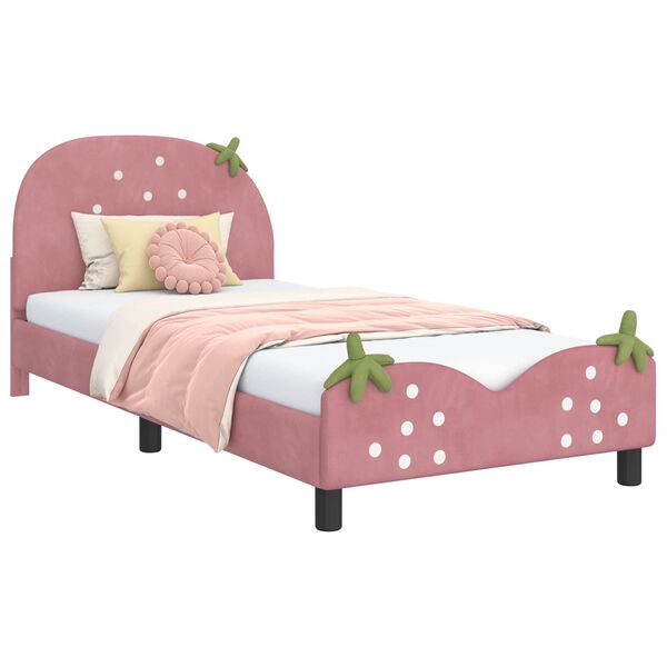 vidaXL Cadre de lit pour enfants avec t&ecirc;te de lit Rose 90 x 190 cm