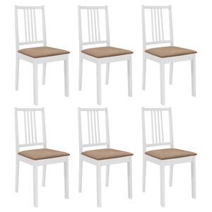 vidaXL Chaises &agrave; manger avec coussins lot de 6 blanc bois solide