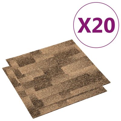 vidaXL Carreaux de tapis de sol 20 pcs 5 m² Marron