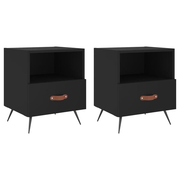 vidaXL Tables de chevet 2 pcs noir 40x35x47,5 cm bois d&rsquo;ing&eacute;nierie