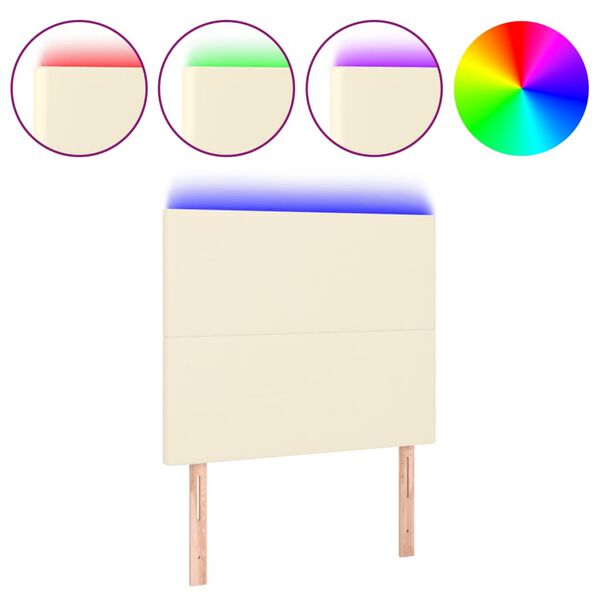 vidaXL T&ecirc;te de lit &agrave; LED Cr&egrave;me 90x5x118/128 cm Similicuir