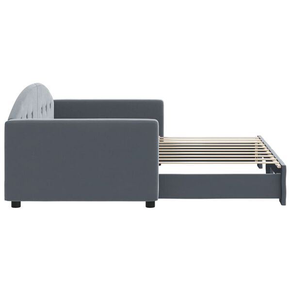 vidaXL Lit de jour avec gigogne sans matelas gris fonc&eacute; 90x190 cm