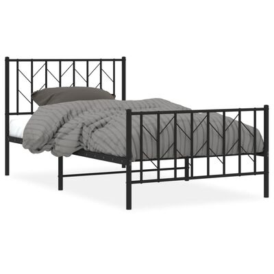 vidaXL Cadre de lit métal sans matelas et pied de lit noir 100x200 cm