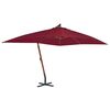 vidaXL Parasol de jardin en porte-&agrave;-faux et m&acirc;t en bois rouge bordeaux
