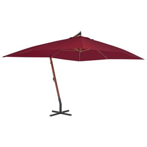vidaXL Parasol de jardin en porte-&agrave;-faux et m&acirc;t en bois rouge bordeaux