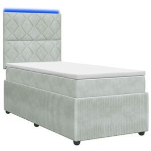vidaXL Lit boxspring LED avec matelas Gris clair 90 x 190 cm Velours