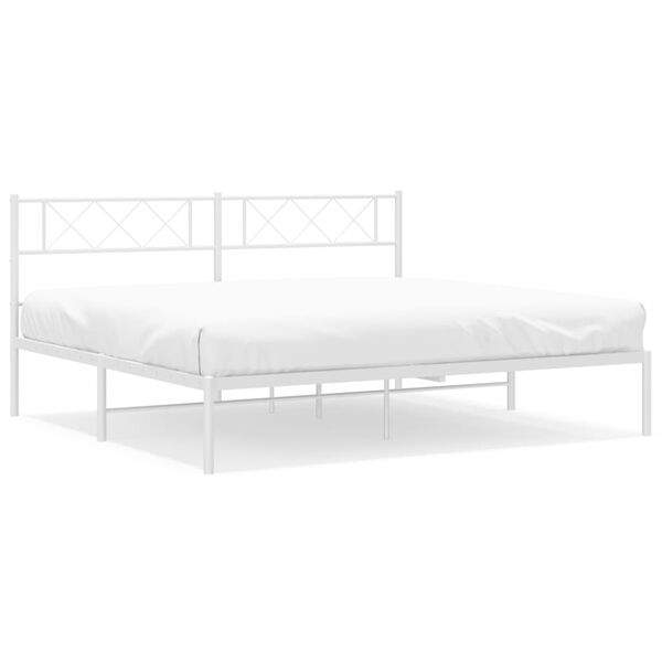 vidaXL Cadre de lit m&eacute;tal sans matelas et t&ecirc;te de lit blanc 180x200 cm