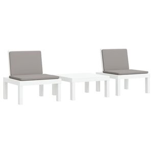 vidaXL Salon de jardin avec coussins 3 pcs blanc PP