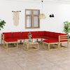 vidaXL Salon de jardin 11 pcs avec coussins bois de pin impr&eacute;gn&eacute;