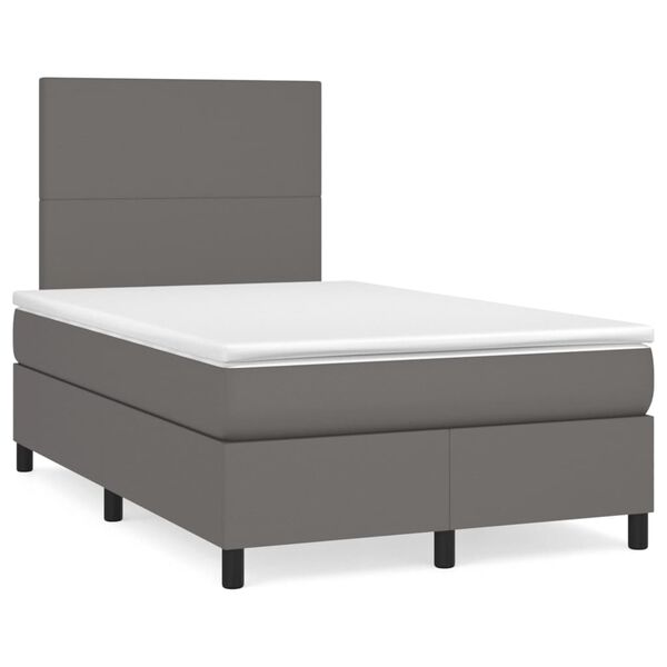 vidaXL Sommier &agrave; lattes de lit avec matelas Gris 120x200 cm Similicuir