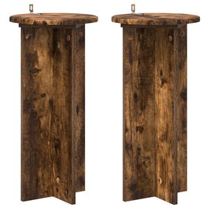 vidaXL Support de Plante 2 pcs Ch&ecirc;ne fum&eacute; 29,5 x 29,5 x 60 cm