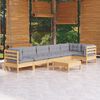vidaXL Salon de jardin 7 pcs avec coussins gris bois de pin