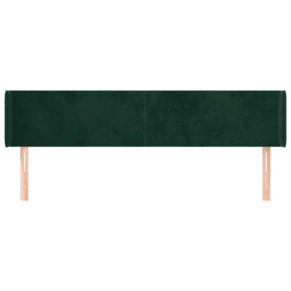 vidaXL T&ecirc;te de lit avec oreilles Vert fonc&eacute; 163x16x78/88 cm Velours