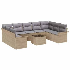 vidaXL Ensemble de canap&eacute; de jardin 10 pcs Beige polyrotin