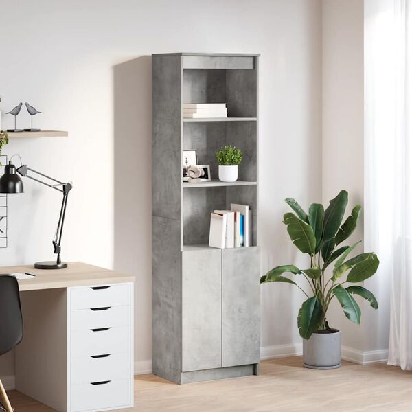 vidaXL Buffet haut gris b&eacute;ton 50x35x180 cm bois d'ing&eacute;nierie