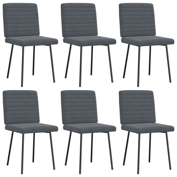 vidaXL Chaises &agrave; manger lot de 6 gris fonc&eacute; velours