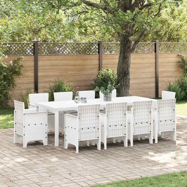 vidaXL Ensemble de salle &agrave; manger pour jardin 11 pcs Blanc