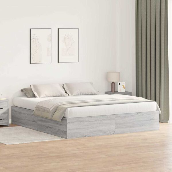 vidaXL Cadre de lit avec rangement Gris Sonoma 180 x 200 cm