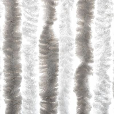 vidaXL Rideau anti-mouches gris clair et blanc 100x220 cm chenille