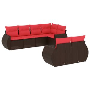 vidaXL Ensemble de canap&eacute; de jardin 7 pcs avec coussins marron r&eacute;sine tress&eacute;e