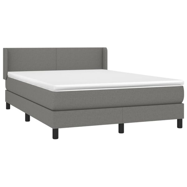 vidaXL Sommier &agrave; lattes de lit avec matelas Gris fonc&eacute; 140x200cm Tissu