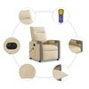 vidaXL Fauteuil inclinable de massage &eacute;lectrique cr&egrave;me tissu