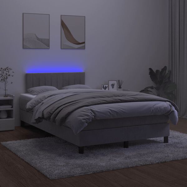 vidaXL Sommier &agrave; lattes de lit avec matelas LED Gris clair 120x200 cm