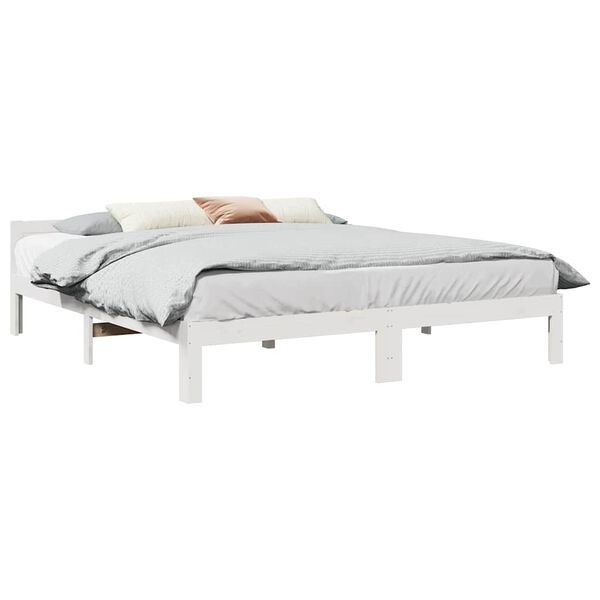 vidaXL Cadre de lit sans matelas blanc 160x200 cm bois de pin massif