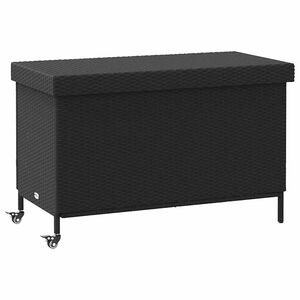 vidaXL Bo&icirc;te de rangement de jardin et roues noir r&eacute;sine tress&eacute;e