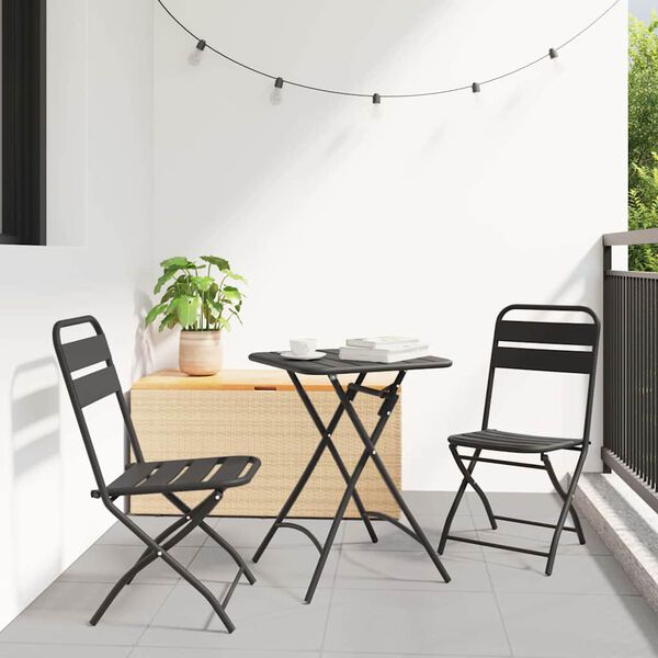 vidaXL Ensemble bistrot 3 pcs Anthracite Acier