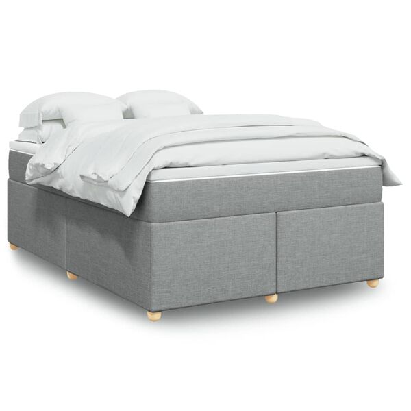 vidaXL Sommier &agrave; lattes de lit avec matelas Gris clair 160x200cm Tissu