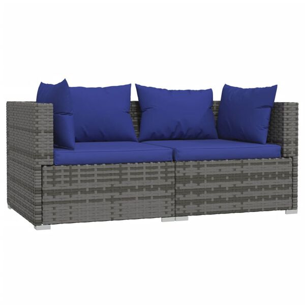 vidaXL Salon de jardin 3 pcs avec coussins Gris R&eacute;sine tress&eacute;e