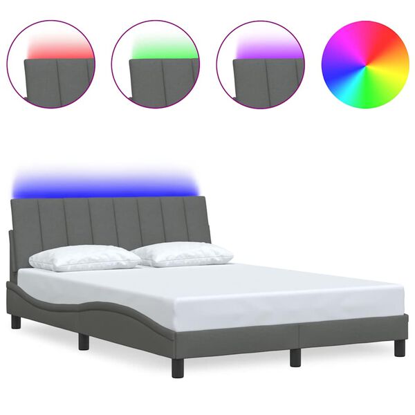 vidaXL Cadre de lit sans matelas Hanko gris fonc&eacute; 140x190 cm tissu