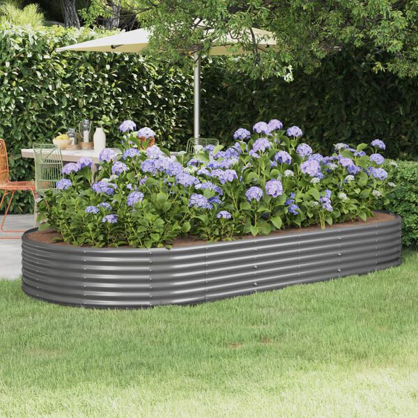 vidaXL Lit sur&eacute;lev&eacute; de jardin Acier galvanis&eacute; 296x140x36cm gris