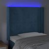 vidaXL T&ecirc;te de lit &agrave; LED Bleu fonc&eacute; 103x16x118/128 cm Velours