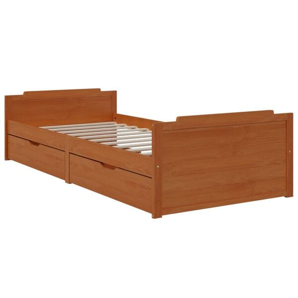 vidaXL Cadre de lit sans matelas Marron miel Bois pin massif 90x200 cm